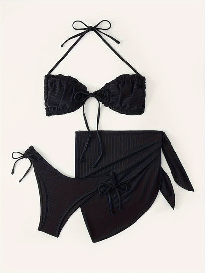 Sexy Fashion Solid Color Bikini Three-piece Set