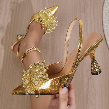 Pointed Toe Stiletto Sandals For Women 2023 New Summer Style Fairy Style One-strap High Heels
