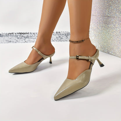 Women'S Minimalist Pointed Toe High Heel Shoes - Lightweight, Synthetic, Flared Heel, All-Season Fashion, Hand Washable, Stylish Office Footwear, Office Footwear | Minimalist Style | Lightweight Heels