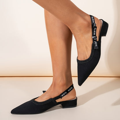Side Letter Woven Straps, Sweet And Elegant, Fashionable, Sexy, Comfortable, Versatile Low-Heeled Shoes with Chunky Heels.