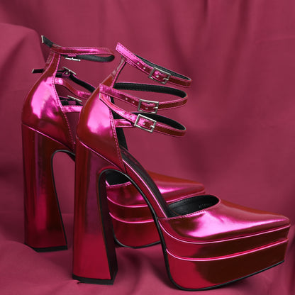 6 Inches Chunky Platform Heels For Women Block High Heels Ankle Buckle Sandals Pumps
