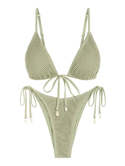 Wholesale Designer Women's Triangle String Bikini Two Piece Fishnet Sexy Bikini Swimwear Women