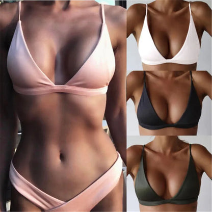 Women Bikini Tops Swimsuit Separates Bikini Bra Padded Solid Bandeau Push Up Bikini 2024 Women Swimsuits