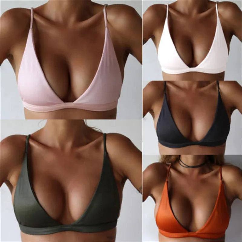 Women Bikini Tops Swimsuit Separates Bikini Bra Padded Solid Bandeau Push Up Bikini 2024 Women Swimsuits