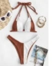 Custom Cinched Bikini Solid Color Wave Textured Knotted Tied Side Cheeky Swimwear Beachwear