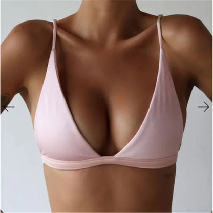 Women Bikini Tops Swimsuit Separates Bikini Bra Padded Solid Bandeau Push Up Bikini 2024 Women Swimsuits