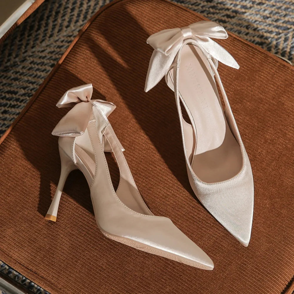 Pumps Women Shoes Pointed High Heels Women's Slim Heels Spring and Autumn Design Hollowed Out Single Shoes Plus Size Heels 44
