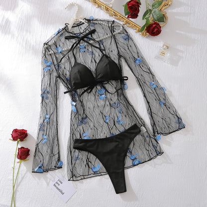 Women's Swimsuit Cover Beach Swimsuit Bikini Set Transparent Bikini Push Up Top Underwear 3-piece Set Girls' Bikini
