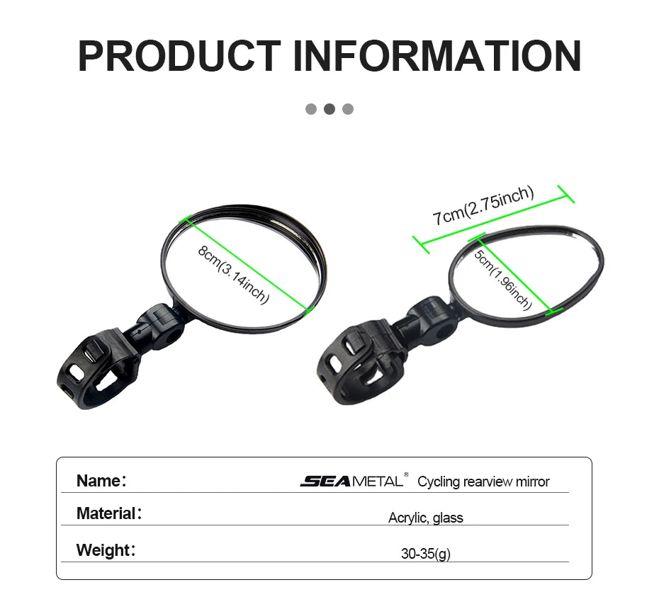 Motorcycles Rearview Mirror Side Mirror For Safety View Turning Left Right Mirror Adjustable Mini Autocycle Rear View