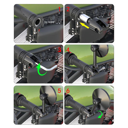 Motorcycle Handlebar Rearview Mirror Handlebar Extended Rear View Mirror Small Mirror Blind Spot Wide View Safety Turning Mirror