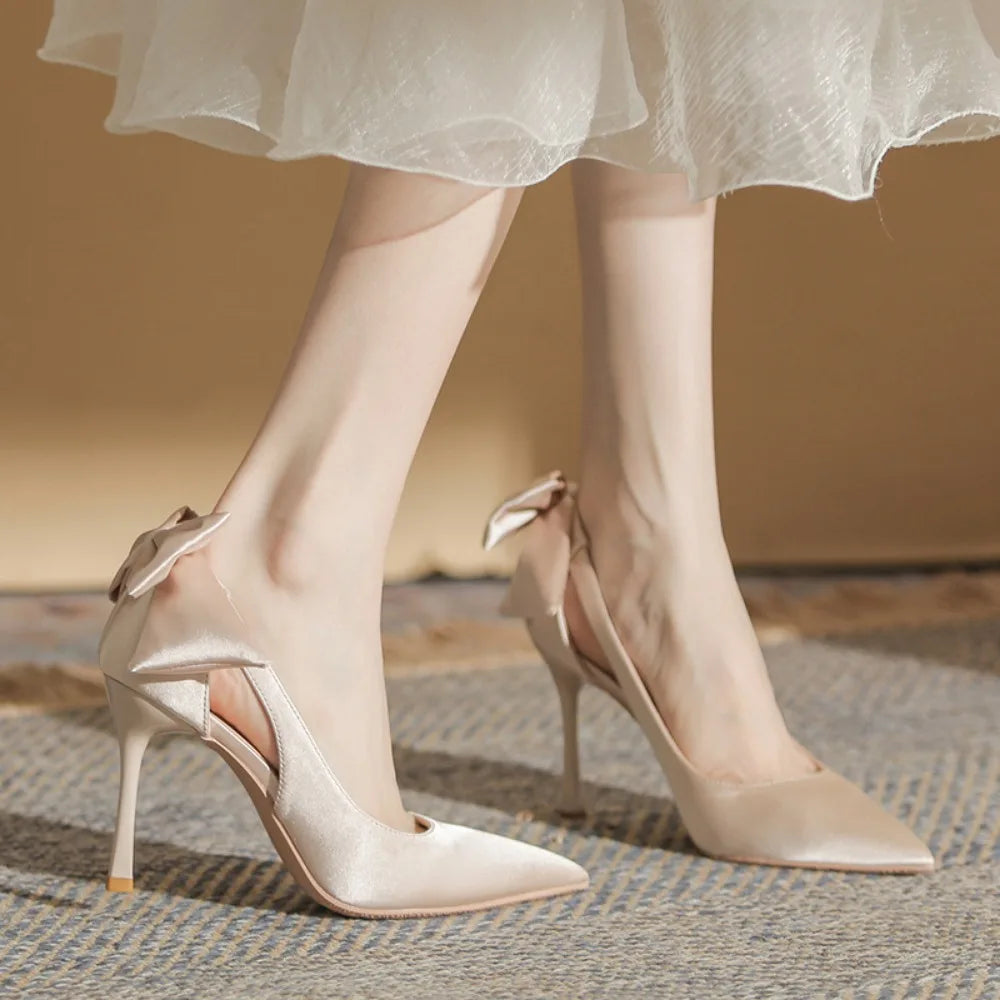 Pumps Women Shoes Pointed High Heels Women's Slim Heels Spring and Autumn Design Hollowed Out Single Shoes Plus Size Heels 44