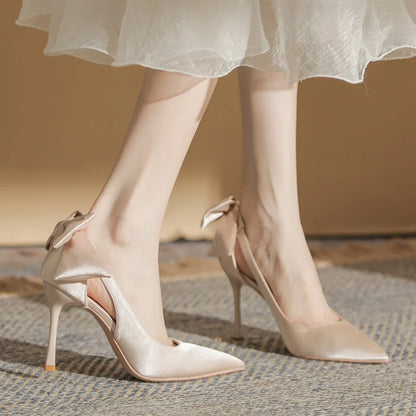 Pumps Women Shoes Pointed High Heels Women's Slim Heels Spring and Autumn Design Hollowed Out Single Shoes Plus Size Heels 44