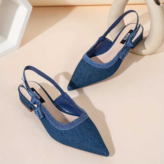 Side Letter Woven Straps, Sweet And Elegant, Fashionable, Sexy, Comfortable, Versatile Low-Heeled Shoes with Chunky Heels.