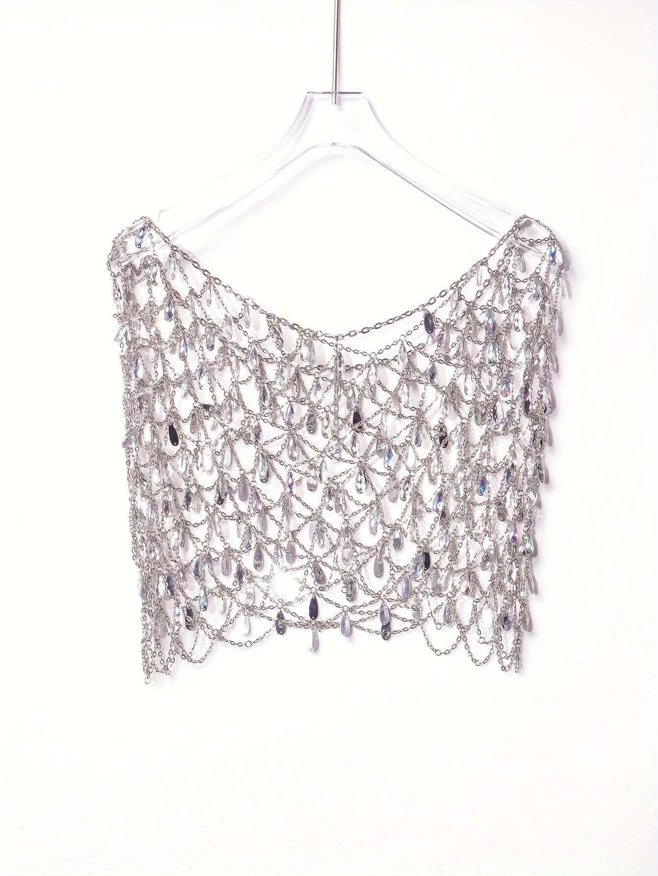 Glittering Rhinestone Chain Mini Skirt - Hollow Out Design for Vacation Glam - Perfect for Party & Beach Wear - Chic Womens Clothing