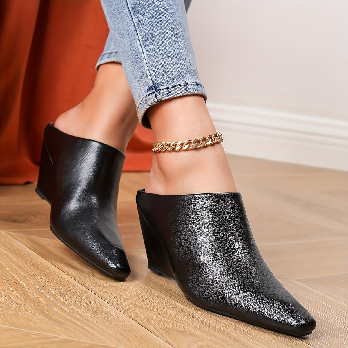 Women's Fashionable Slip-On Mules - Square Toe, Chunky Heel, Versatile Slides in Burgundy, Beige, and Black, Lightweight Synthetic Cover, All-Season Wear, Casual Chic Heels | Slipon High Heels | Durable TPU Sole