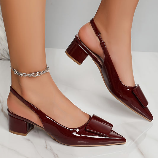 Women'S Pointed-Toe Pumps, Lightweight Comfortable All-Season Shoes with Breathable Backless Design, Low Heel, Solid Color - TPU Sole, Synthetic Upper & Inner Material, Hand Washable, Versatile Pointed-Toe Dress Shoes|Modern