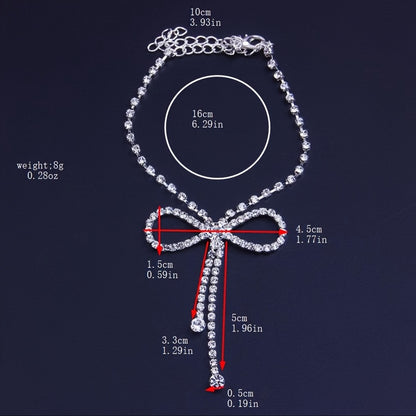 Fashion Simple Bow Anklet Sexy High Heels Tassel Rhinestone Anklet