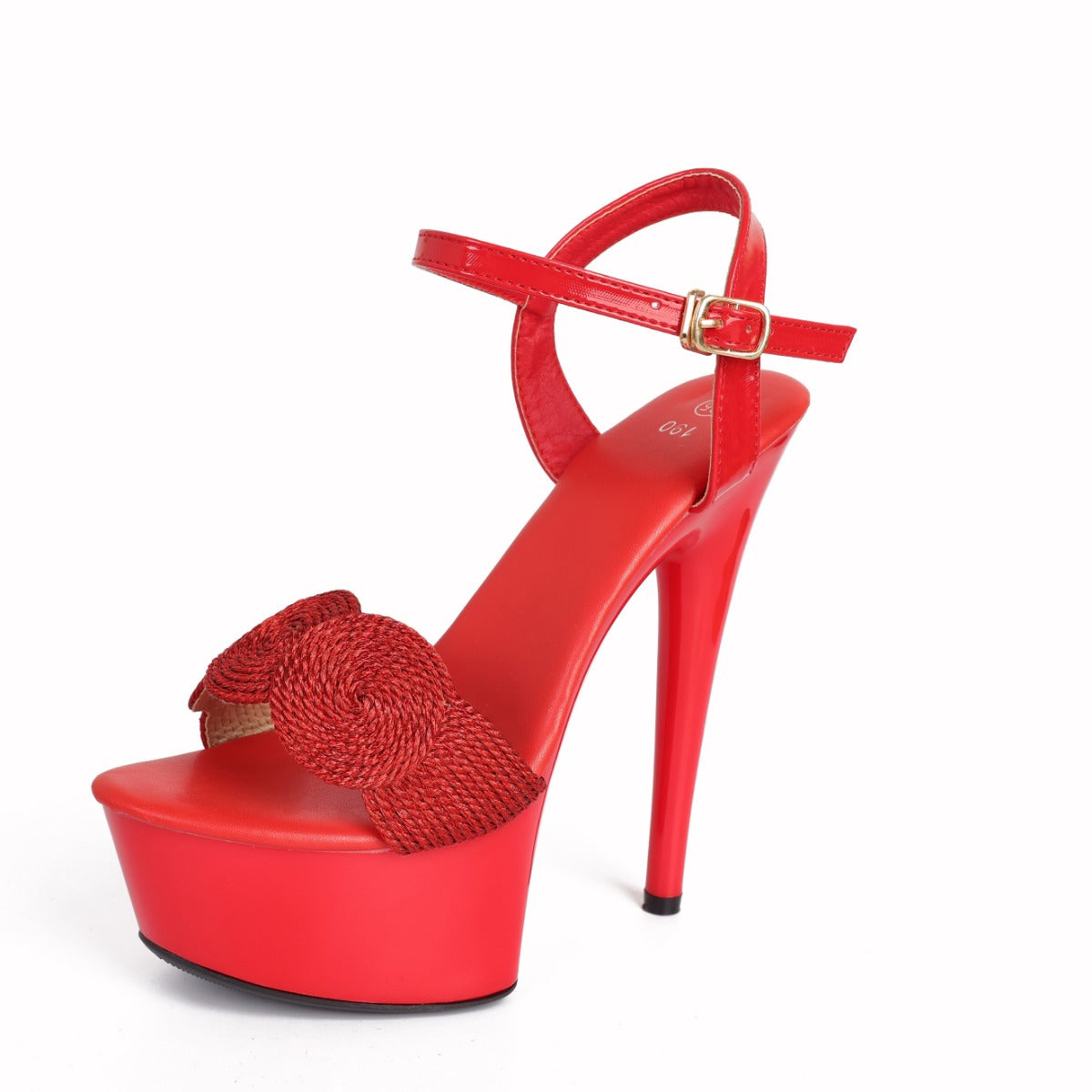Elegant Women's Red Platform Sandals with Floral Embellishment - Sexy Open Toe, High Stiletto Heels, Waterproof, Faux Cover Ankle Strap - Perfect for Catwalk & Parties, Ladies Sandals