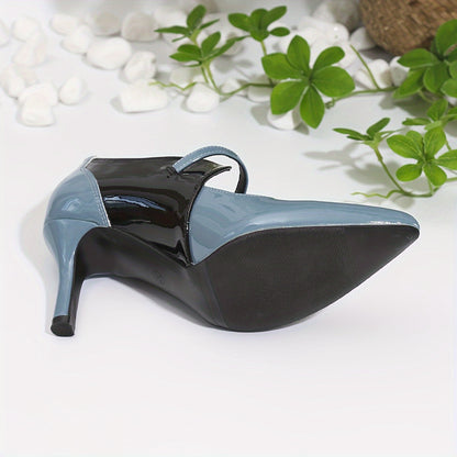 Women'S Fashion Mary Jane High Heels, Two-Tone Pointed Toe, Buckle Detail, Lightweight, All-Season, TPU Sole, Faux Upper and Lining, No Print, High Stiletto Heel