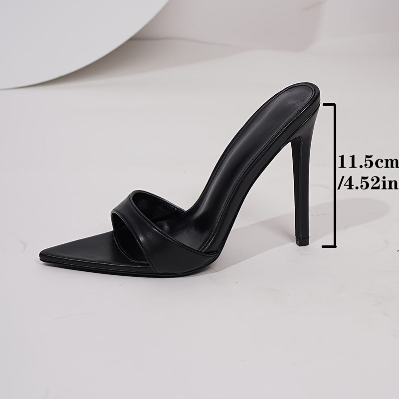 Women's Solid Color High Heels, Fashion Point Toe Dress Pumps, Stylish Slip On Heels