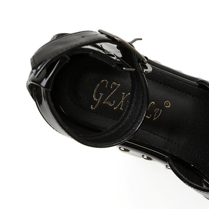 Summer Women'S with Thick Heels, Waterproof Platform, Rivet Design, Open-Toe, And Hollow Strap in Larger Sizes.