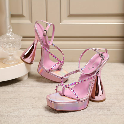 vivianly Elegant Square Toe Platform High Heels Ankle Strap Chunky Block Heel Sandals - Lace Up, Synthetic Leather Upper, Rubber Sole, All-Season Wear - North America Special Project