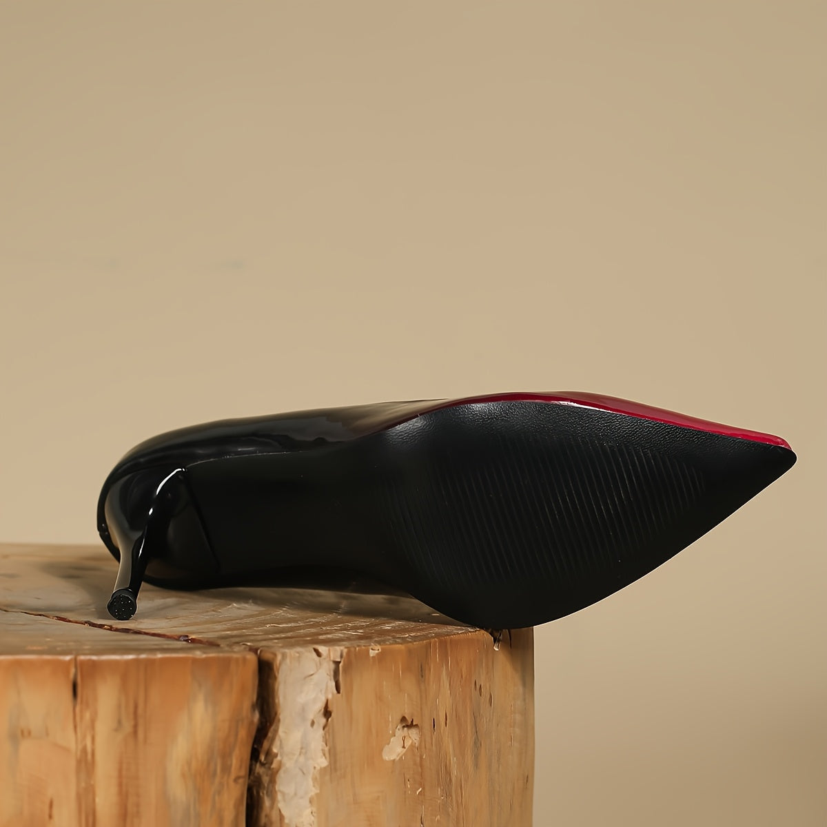 Women's Gradient Pointed-Toe High Heels - Elegant Black to Red Transition, Glossy Finish Stiletto Pumps with Faux Cover Upper and TPU Sole, Stiletto Heels