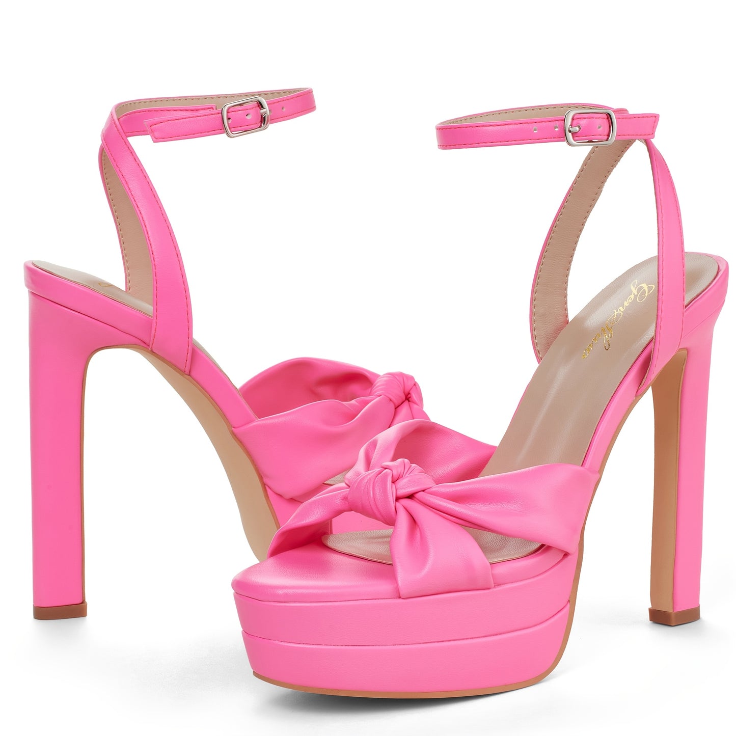 Bow Knot 5.5 Inch Stiletto High Heels For Women Platform Open Round Toe Strappy Heeled Sandals Wedding Party Prom Shoes