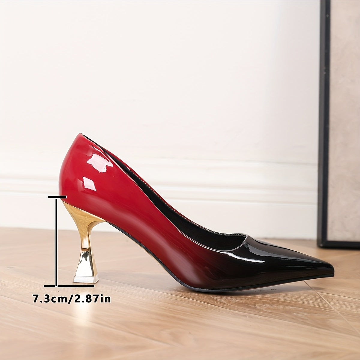 Wine Red High Heels - Zhejiang Trendy Pointed Toe Pumps with French Heel, Comfortable All-Season Fashion Shoes, Solid Color, Man-Made Materials, Rubber Sole