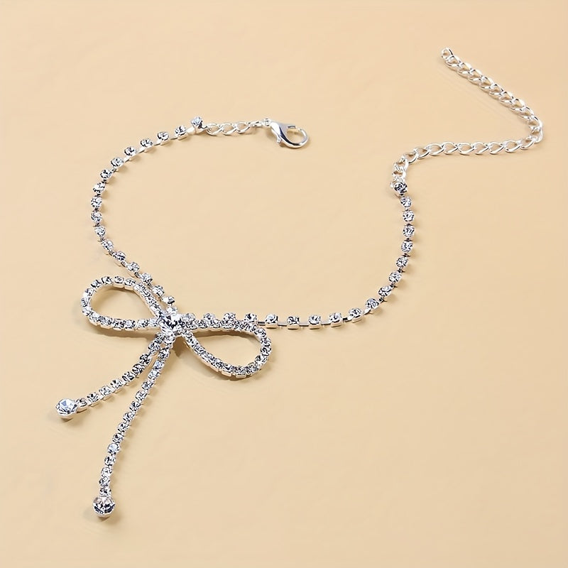 Fashion Simple Bow Anklet Sexy High Heels Tassel Rhinestone Anklet