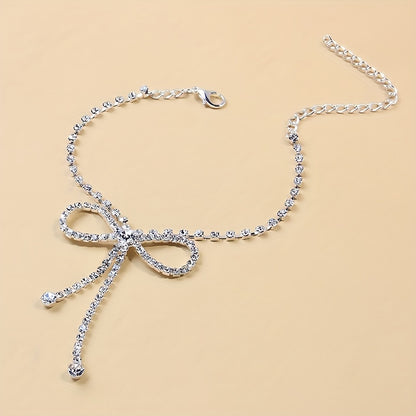 Fashion Simple Bow Anklet Sexy High Heels Tassel Rhinestone Anklet