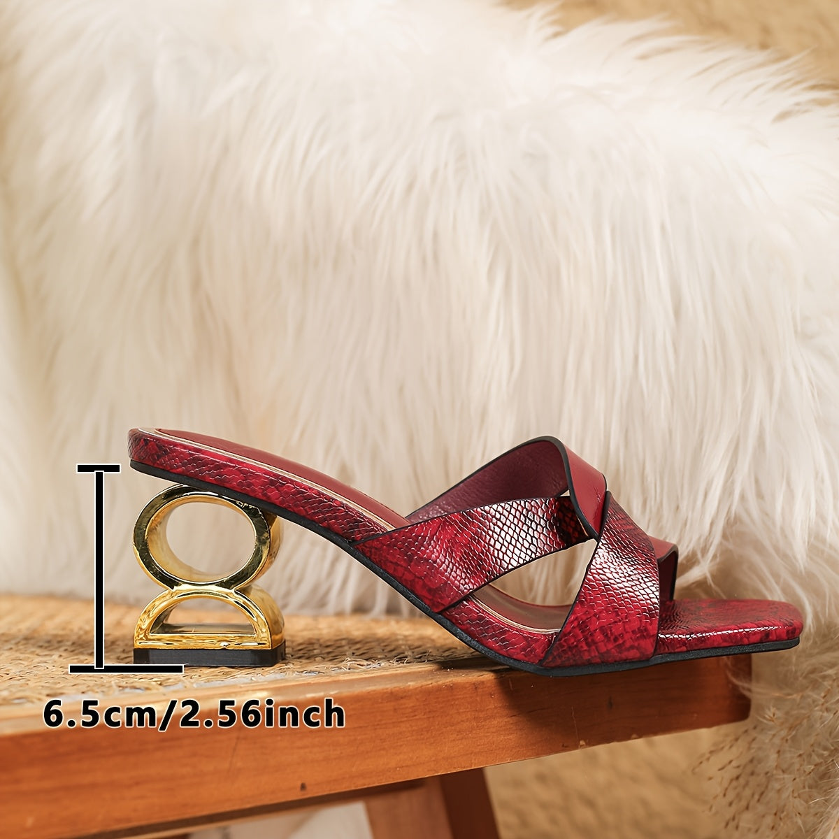 Women's Snake-Print Platform High Heel Sandals - Slip-On Open-Toe Synthetic Cover with Golden Accent, All-Season Versatile for Commuting & Formal Events, Evening Event Shoes, Glamorous Footwear, Durable Rubber Sole, Sturdy Bl