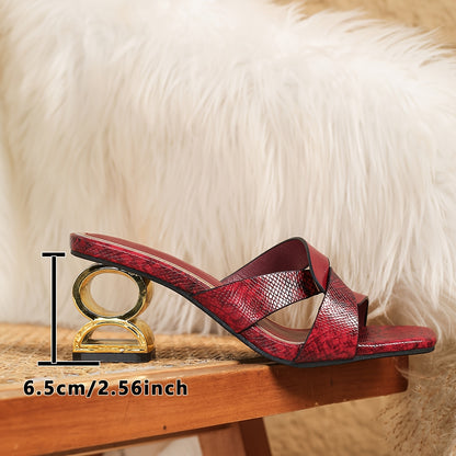 Women's Snake-Print Platform High Heel Sandals - Slip-On Open-Toe Synthetic Cover with Golden Accent, All-Season Versatile for Commuting & Formal Events, Evening Event Shoes, Glamorous Footwear, Durable Rubber Sole, Sturdy Bl