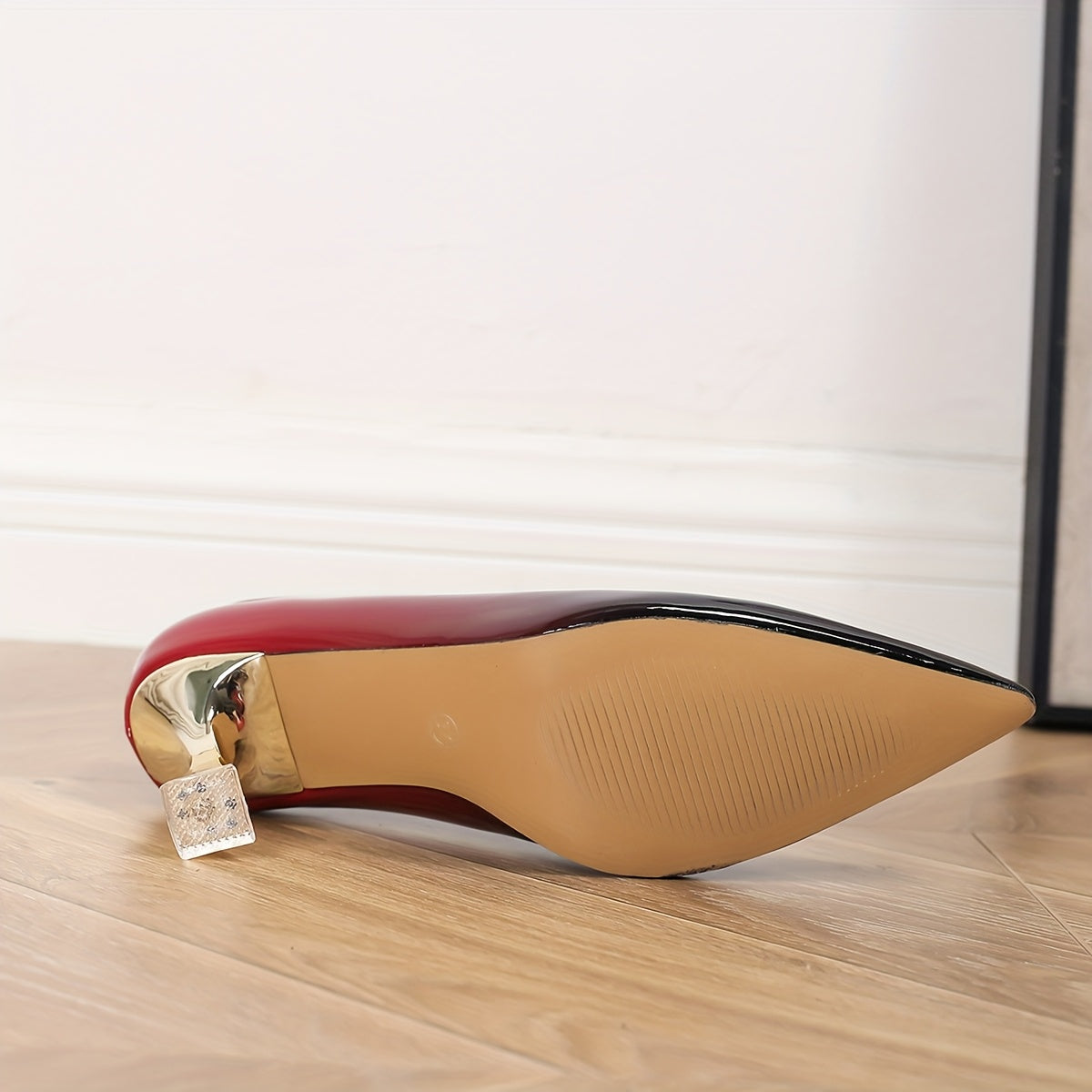 Wine Red High Heels - Zhejiang Trendy Pointed Toe Pumps with French Heel, Comfortable All-Season Fashion Shoes, Solid Color, Man-Made Materials, Rubber Sole