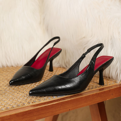 Elegant Black Pointed Toe High Heels for Women, Fashionable Stiletto Pumps with Comfortable Backless Design, Versatile Professional Shoes, Non-Washable, Stiletto Heels, Packable, Breathable