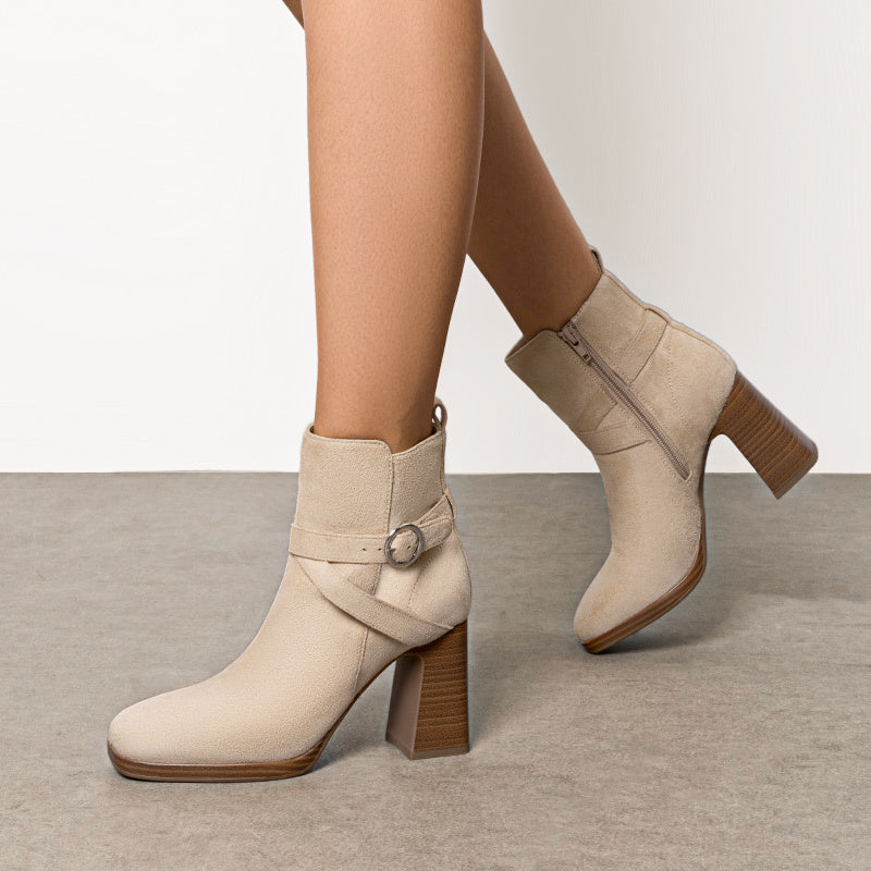 Women's Ankle Boots, Women's Boots, Fashion High Heels Bridesmaid Shoes for Wedding Season, Autumn Winter Boots, Chic Classic And Versatile Style Bootie for Women, High Heel Block Heel, with Side Zipper