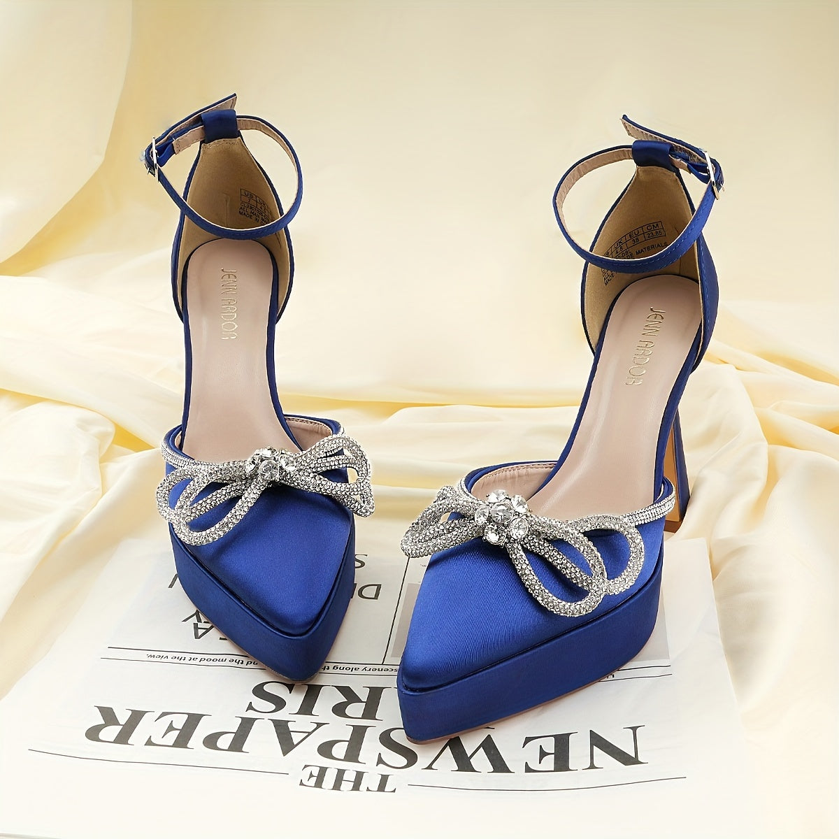 Pointy Heels With Bright Brick Bow For Women