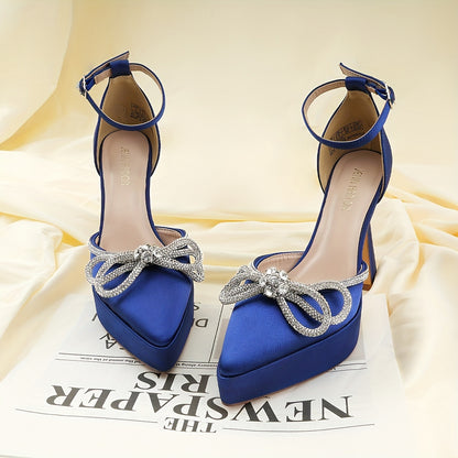 Pointy Heels With Bright Brick Bow For Women