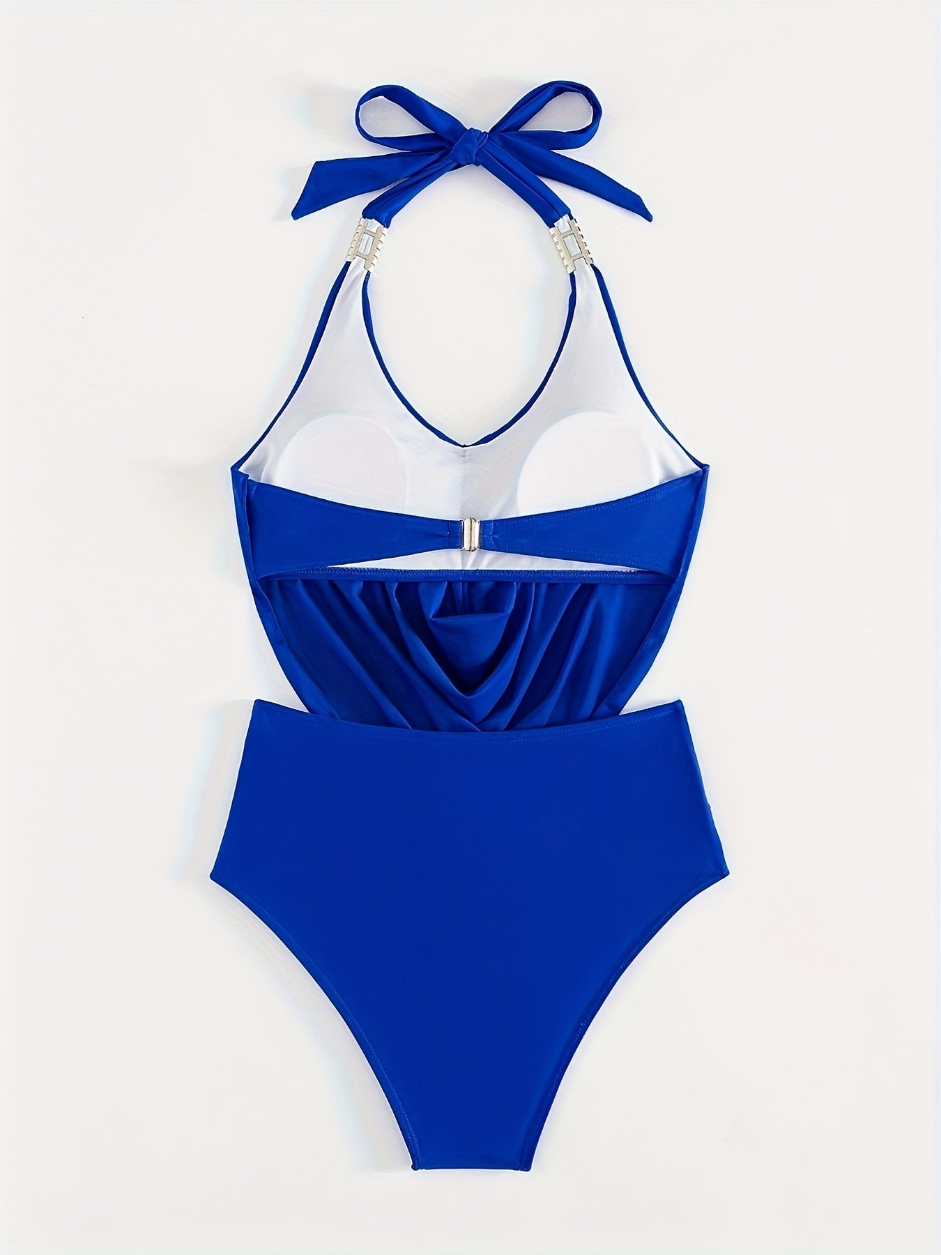 Chic High-Waist Halter Bikini Set: Flattering V-Neck Design, Stretchy Frill Detail, Non-Sheer - Women's Elegant Swimwear