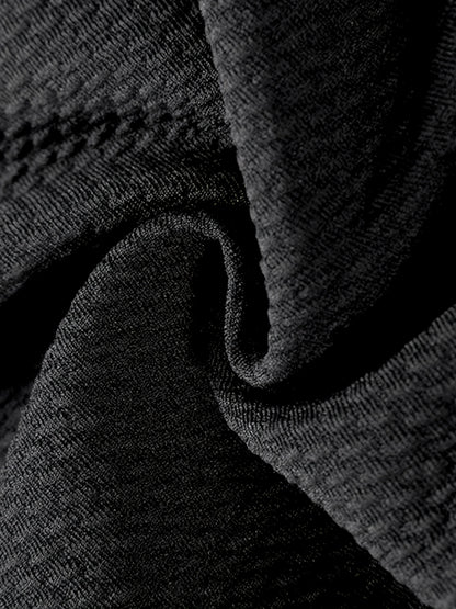 High Waist 2 Piece Ruffle Trim Black Stretchy Solid Color Bikini, Cute & Stylish Women's Swimwear & Clothing