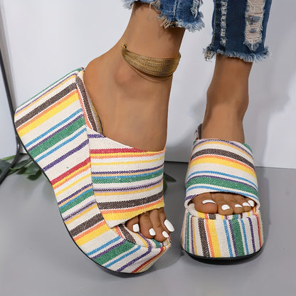 Women'S Sexy Strappy Wedge Sandals - Summer All-Season Open Toe High Heels with Rubber Sole, Fabric Upper & Lining, and Synthetic Insole, Strappy Sandals