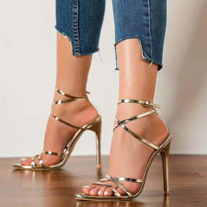 Womens Strappy Lace up Heels Sandals Sexy High Heeled Ankle Strap Summer Dress Shoes