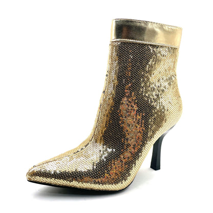 Rhinestone Cowboy Boots Sparkly Ankle Cowgirl Booties For Women Pointed Toe Side Zipper Western Glitter Mid Calf Short Fashion Boots With Diamond Stiletto Heels For Party Wedding Casual